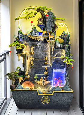 热销公司水幕墙流水屏风鱼缸循环水造景客厅假山庭院玄关招财水景