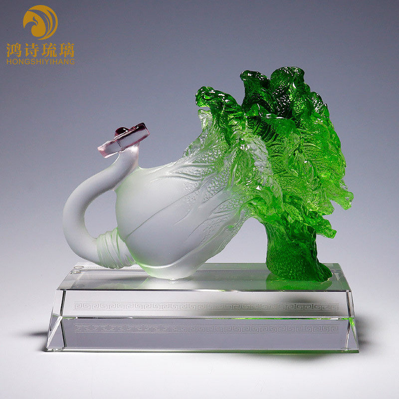 热销琉璃客厅装饰摆件大百财如意白菜家居酒柜水晶工艺品店铺开业,淘宝优惠券,粉丝福利购,淘宝优惠卷