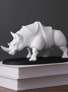 创意犀牛客厅摆件家居摆件工艺品北欧风家居装饰底座牛气冲天树脂