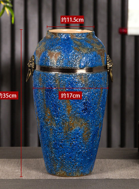 景德镇陶瓷花瓶干花插花陶罐水培粗陶复古落地花瓶客厅装饰摆件