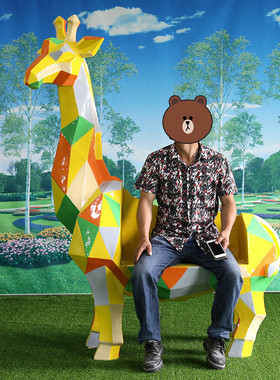 热销几何座椅面动物座椅户外玻璃钢创意雕塑商场酒店步行街休闲动