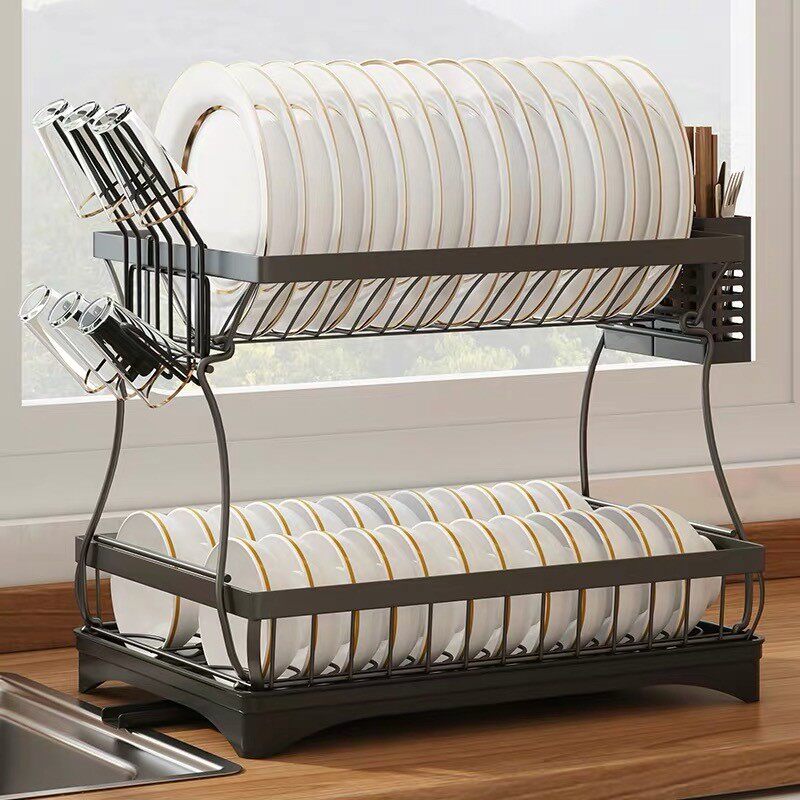 不锈钢碗碟沥水架厨房置物架双层台面放碗筷碗碟收纳盒家用碗碟架,淘宝优惠券,粉丝福利购,淘宝优惠卷