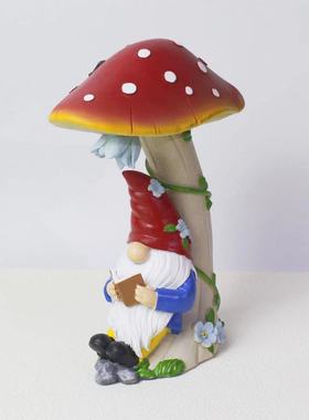 定制树脂太阳能蘑菇灯创意小家居摆件花园庭院矮人精灵装饰品摆件