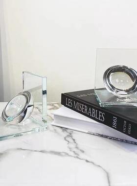 轻奢现代简约琥珀色水晶书靠书房书柜书架摆件书挡创意装饰艺术品