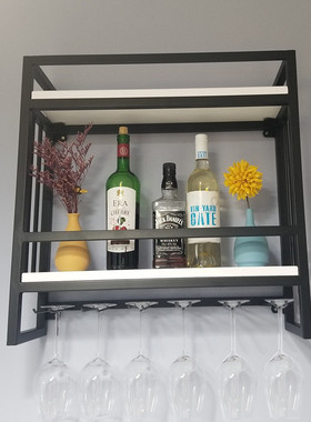 热卖铁艺酒架壁挂酒柜置物架创意墙面悬挂红酒展示架上酒杯架