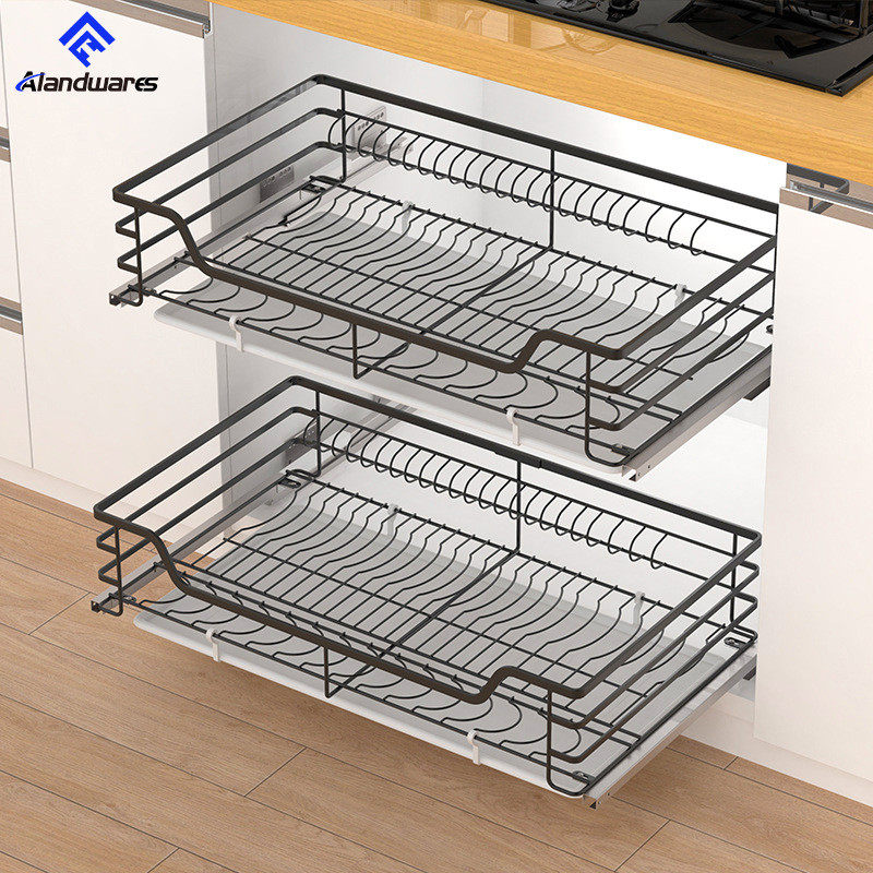 置物架收纳缓冲接水盘调味拉篮碗碟架柜体橱房双层四边抽屉式碗篮,淘宝优惠券,粉丝福利购,淘宝优惠卷
