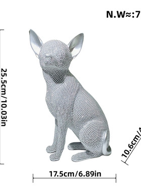 北欧现代吉娃娃摆件轻奢客厅样板间装饰品创意家居高级感摆设桌面