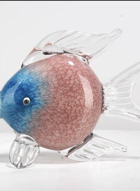 琉璃软装亲嘴鱼客厅摆件家居饰品餐桌现代玻璃玄关酒柜电视柜摆设