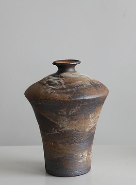 丹麦风格陶瓷花瓶摆件客厅装饰白色侘寂风粗陶罐民宿创意水培花器