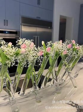 圆形简约水培花瓶玻璃花瓶绿萝水养植物器皿透明装饰派对插花花瓶