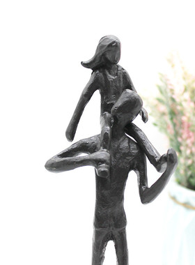 欧式铸铁父女情金属工艺品摆件家居桌面雕像感恩雕塑祝福送礼纪念