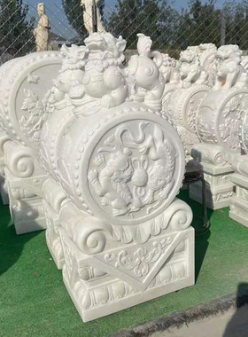 定制抱门石青石门墩石雕庭院家用石狮子麒麟貔貅小象石鼓鼓当摆件