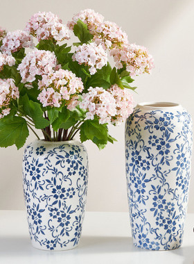器青花瓷陶瓷花瓶水养插花景德镇干花花客厅新中式大摆件复古