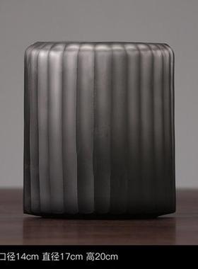 美式北欧手工刻磨玻璃花瓶客厅家居现代样板房间酒柜餐桌装饰品