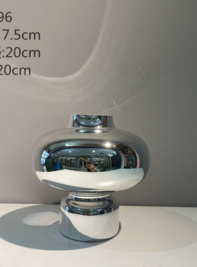 现代简约轻奢电镀银色镜面玻璃花瓶样板间陈设艺术设计师装饰品