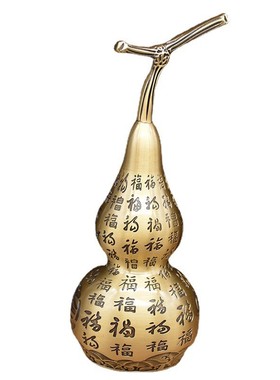宏达黄铜创意家居铜器铜葫芦祥云百福葫芦摆件