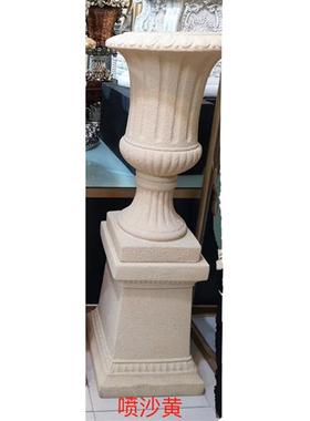 贴金箔罗马柱盆两件套树脂花瓶酒店商场会所家居干花花插创意摆设