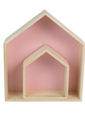 儿童房ins木头房子隔板北欧风置物架