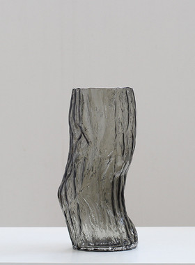 软装露工艺树根玻璃花瓶落地大号直筒花器厚重新品设计怡工艺品