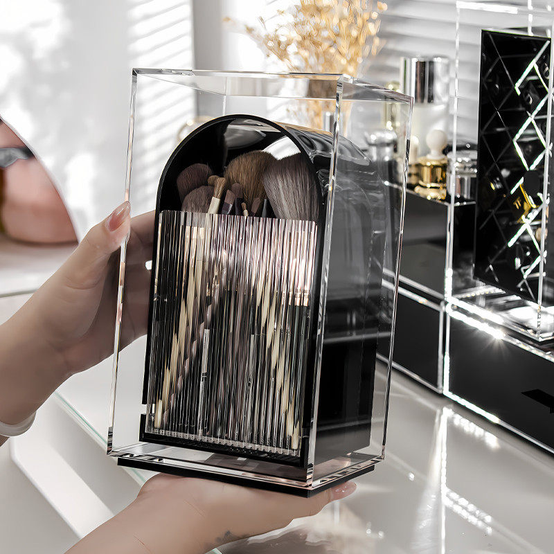 化妆刷收纳桶透明亚克力笔刷筒桌面高级感眉笔眼影散粉刷子收纳盒,淘宝优惠券,粉丝福利购,淘宝优惠卷