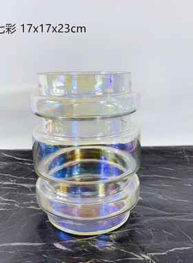 简约现代家居装饰样板间售楼处银色玻璃客厅玄关桌面花瓶摆件花器