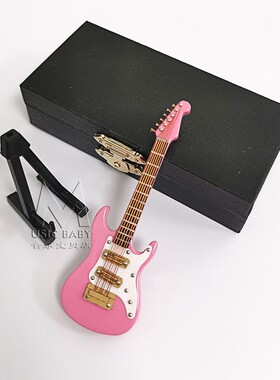 x1aw手工迷你电吉他模型摆件桌面民谣吉他乐器10cm木质娃娃电贝