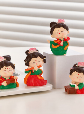 唐宫夜宴古风侍女西安文创小摆件情绪稳定办公室工位桌面饰品手办