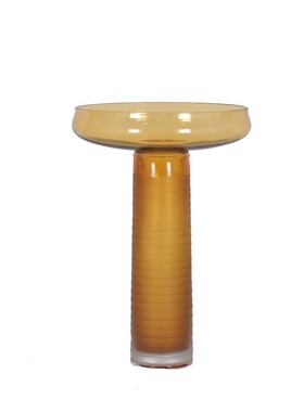 北欧轻奢果盘刻磨镌刻玻璃花瓶创意家居软装工艺品插花器磨砂摆件