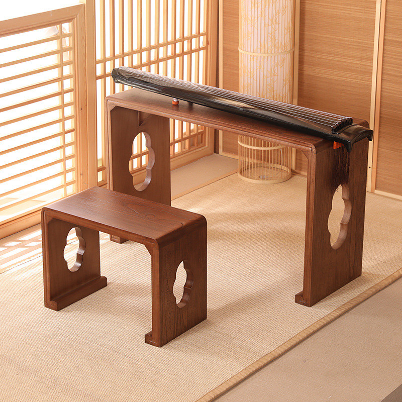 中式古琴桌凳共鸣琴桌实木书画桌子国学桌仿古书法茶艺桌围棋桌椅 - 图1