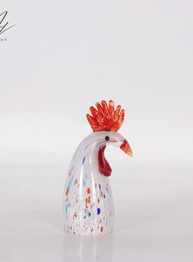 轻奢北欧琉璃公鸡摆件客厅现代客厅酒柜玄关样板间装饰品摆件