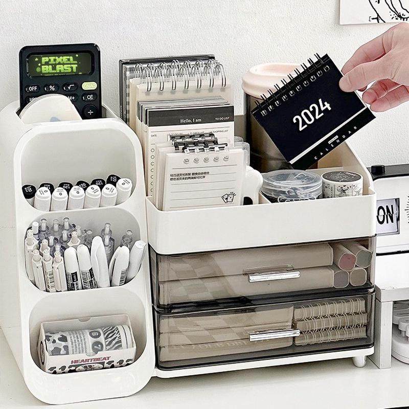 桌面收纳盒抽屉式学生办公室书桌文具大容量置物架多功能斜插笔筒,淘宝优惠券,粉丝福利购,淘宝优惠卷