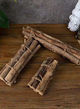 美式复古天然原木木棍手工diy装饰拍摄道具木棒树干树枝造景摆件