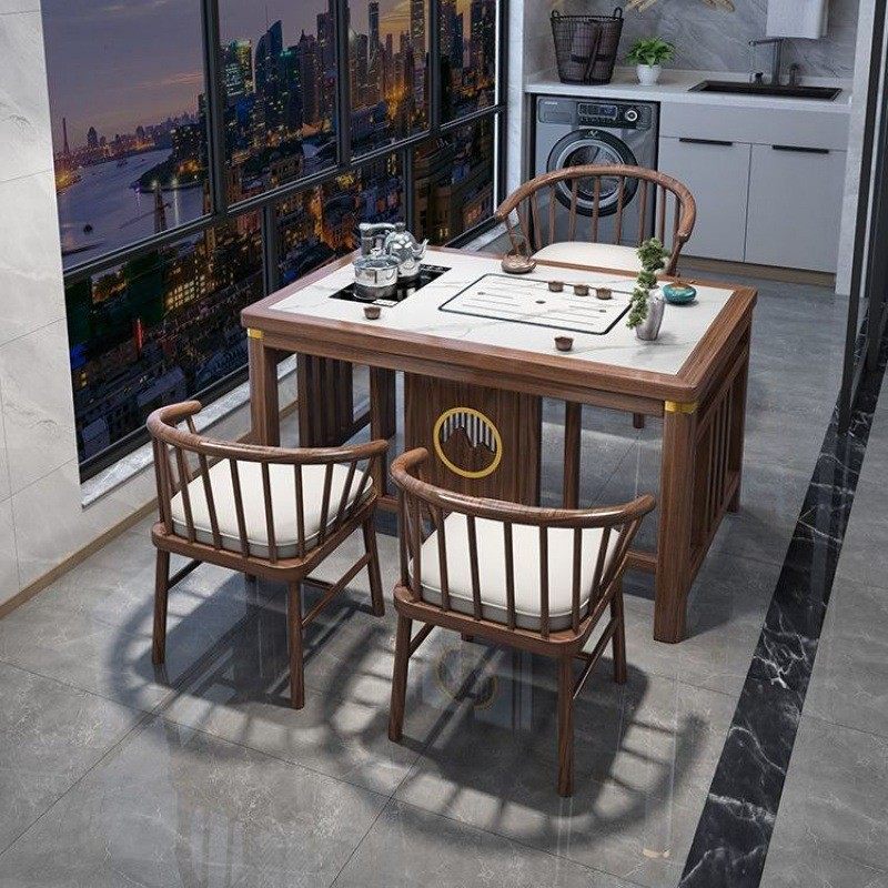 阳台茶桌椅三件套新中式家用泡茶桌套装一体实木茶台桌岩板茶桌,淘宝优惠券,粉丝福利购,淘宝优惠卷