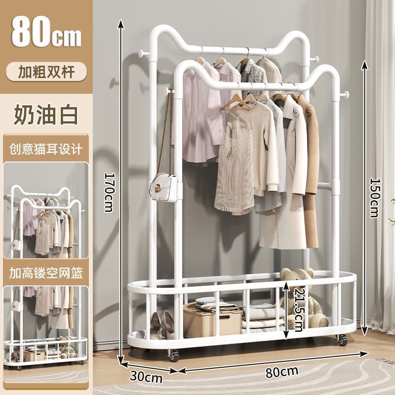 立式衣架落地衣帽架可移动带轮家用客厅轻奢晾衣架网红简易挂衣架 - 图1