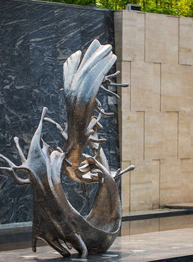 浪花不锈钢镜面雕塑广场金属镂空创意水景滴雕塑户外园林艺术摆件