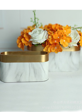 北欧花瓶家居软装饰品桌面工艺品样板房花器花瓶摆件仿大理石花插