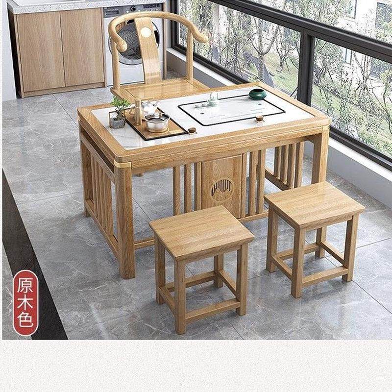 阳台茶桌椅三件套新中式家用泡茶桌套装一体实木茶台桌岩板茶桌,淘宝优惠券,粉丝福利购,淘宝优惠卷