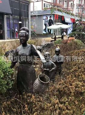 热销铸铜农民劳作人物雕塑人物小品雕塑玻璃钢仿古铜现代步行街雕