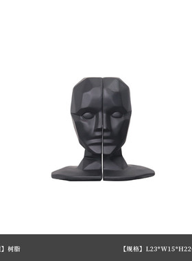 新古典饰品样板房树脂人物摆件别墅家居软装现代人头书档书靠欧式