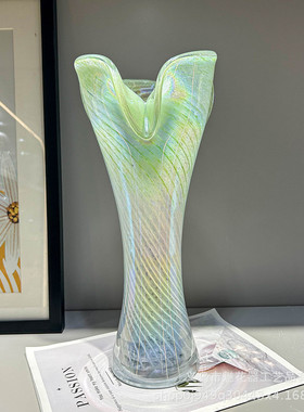 轻奢高级感彩色样板间琉璃花瓶餐桌插花器办公室摆件手工高级装饰