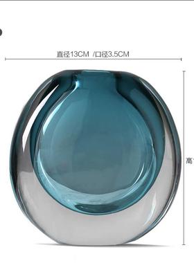 琉璃花瓶现代简约客厅摆件轻奢插花透明玻璃干花玄关桌面家居装饰