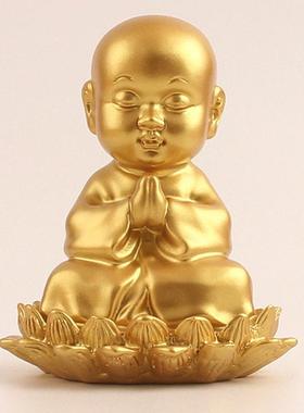 厂家直销小和尚地小童子摆件汽车摆件莲花座藏菩萨树脂工艺品摆件