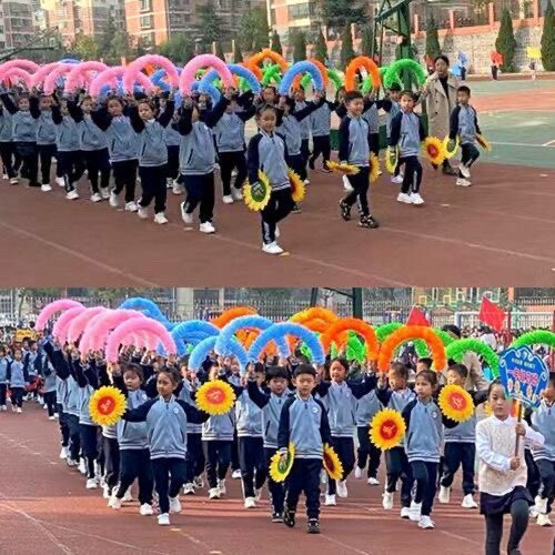 运动会开幕式七彩色硬圈钢丝方阵幼儿园舞蹈体操器械手持道具花环 - 图1