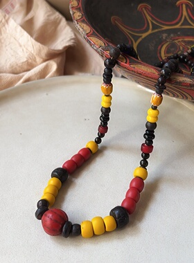 【部落】民族风配色尼泊尔手工琉璃毛衣链原创大颗粒珠串项链孤品
