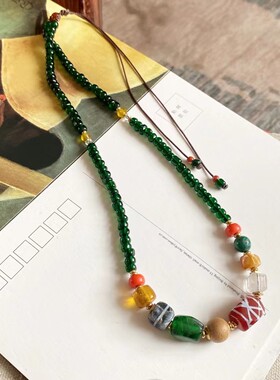 【宿命凡花】原创藏饰项链毛衣链多宝琉璃玛瑙白水晶蜜蜡绿松石