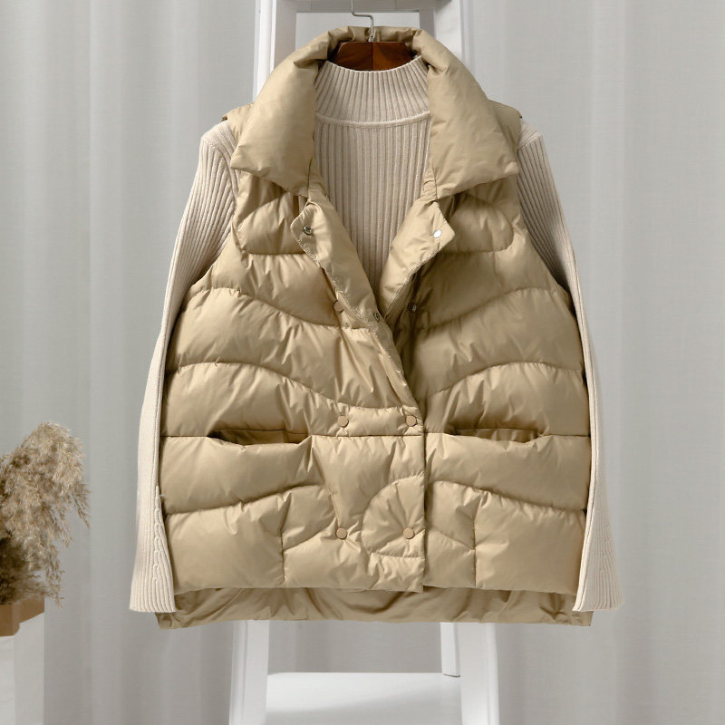 羽绒马甲女短款2024秋冬新款韩版轻薄宽松马夹羽绒服背心坎肩外套,淘宝优惠券,粉丝福利购,淘宝优惠卷