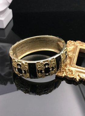 拜占庭风宫廷复古镀金宽手镯女特