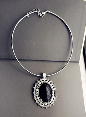 哥特风项圈短项链合金琉璃宝石女