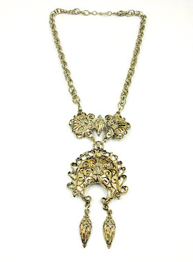 复古孤品巴洛克雕花短项链铜女特