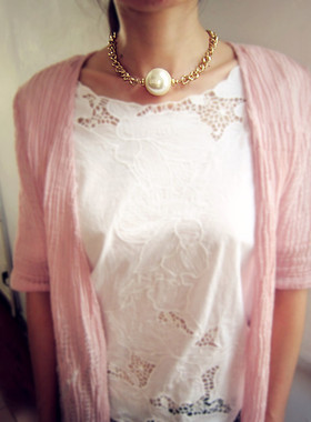 浮夸时尚短项链欧美女仿珍珠走秀